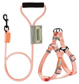 Touchdog Macaron 2 in 1 Durable Nylon Dog Harness and Leash Set (Color: Pink, size: medium)