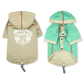 Touchdog Cloudburst Reversible Waterproof Dog Raincoat (Color: Khaki, size: small)