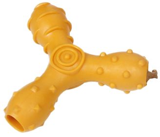 Pet Life Tri Chew TPR Treat Dispensing Dog Chew Toy (Color: Orange)