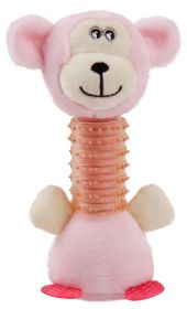 Pet Life Totty Chew Plush Squeaky Rubber Teething Toy for Puppies (Color: Pink)