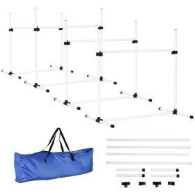 4 Piece Dog Agility Training Set with Adjustable Jump Bars and Carry Bag White (Option: White-950x180x180 mm)