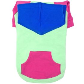 Color Block Dog Hoodie for Comfortable Everyday Wear (Color: Pink on Mint, size: small)