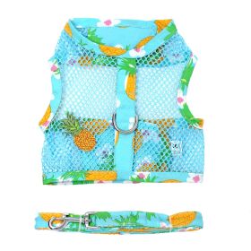 Cool Mesh Dog Harness and Leash Set (Color: Pineapple Luau, size: small)