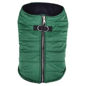 Zip Up Dog Puffer Vest for Warmth in Cold Weather (Color: Dark Green, size: small)