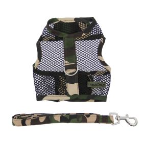 Cool Mesh Dog Harness and Leash Set (Color: Camouflage, size: medium)