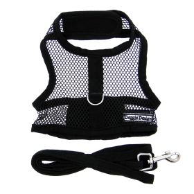 Cool Mesh Dog Harness and Leash Set (Color: Solid Black, size: medium)