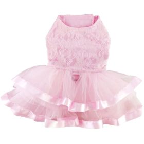 Pink Lace and Ruffle Dog Dress with Matching Leash (size: medium)
