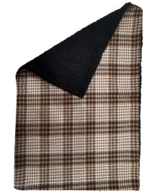 Sherpa Lined Dog Blanket for Extra Warmth and Comfort (Color: Brown & White Plaid, size: 30" x 20")