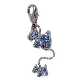 Rhinestone Dog and Puppy Collar Charm (Color: Blue)