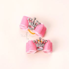 Crystal Crown Bow for Dogs (Color: Pink)