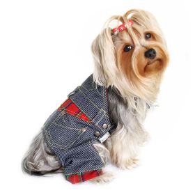 Striped Denim Dog Overalls (size: XS)
