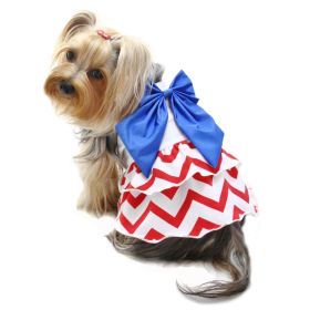 Patriotic Red White and Blue Dog Sundress with Large Bow (size: XS)
