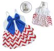 Patriotic Red White and Blue Dog Sundress with Large Bow