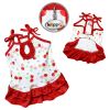Cotton Knit Dog Dress with Cherry Print and Shoulder Ties