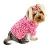 Pink Hand Knitted Dog Sweater with Bobble Stitch and Turtleneck