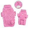 Pink Hand Knitted Dog Sweater with Bobble Stitch and Turtleneck