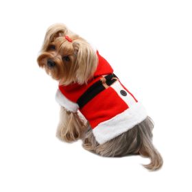 Santa Dog Hooded Sweater with Soft Fur Trim (size: XS)