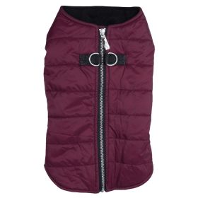 Zip Up Dog Puffer Vest for Warmth in Cold Weather (Color: Burgundy, size: large)