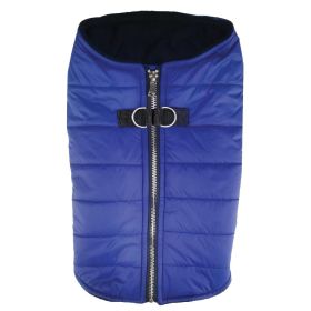 Zip Up Dog Puffer Vest for Warmth in Cold Weather (Color: Navy Blue, size: large)