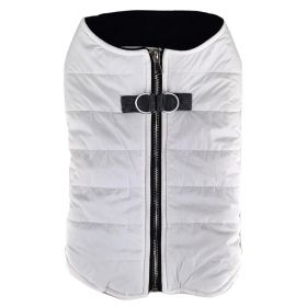Zip Up Dog Puffer Vest for Warmth in Cold Weather (Color: White, size: large)